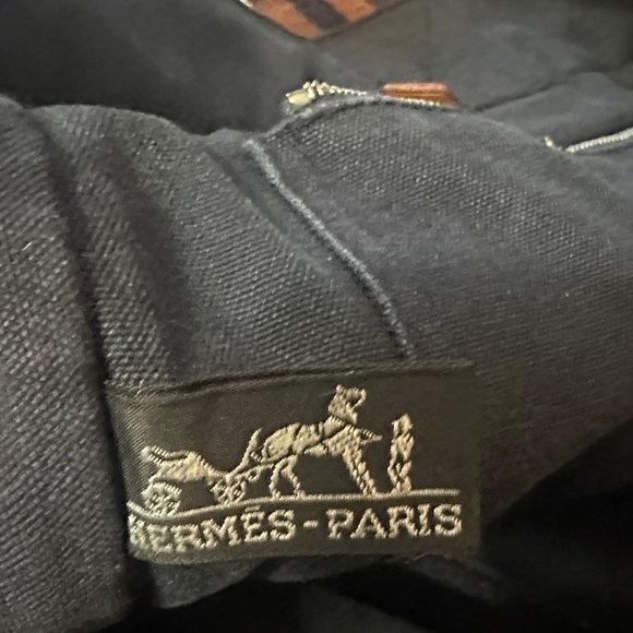 Hermes Blue Tote with Brown Stripes - Picture 2 of 12